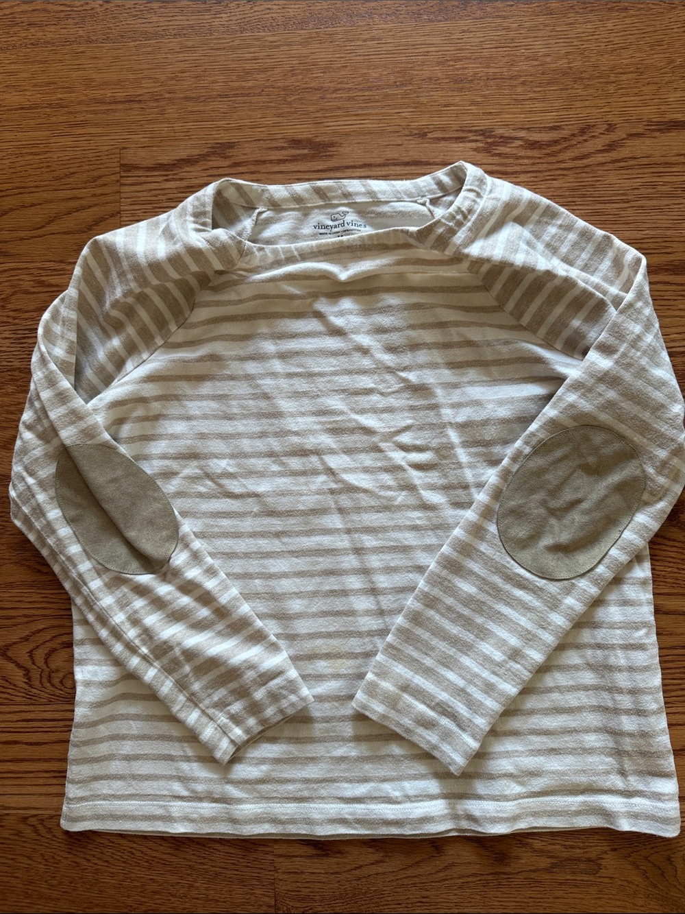 Vineyard Vines Kids Cream and Tan Striped Long-Sleeve Tee